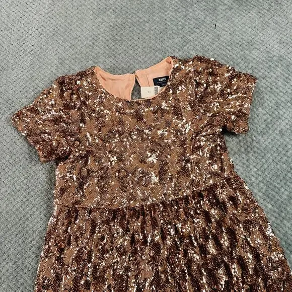 knee length dresses for ladies Maeve rose gold Bernadette sequined midi dress size XL main image 0